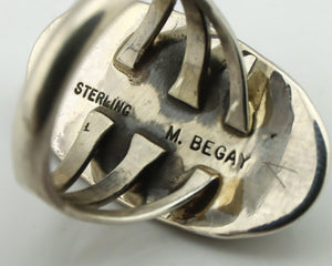 Navajo Ring 925 Silver Southwest Blue Turquoise Artist Signed Begay C.80's