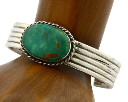 Navajo Turquoise Bracelet .925 Silver Signed Artist JM C.80's