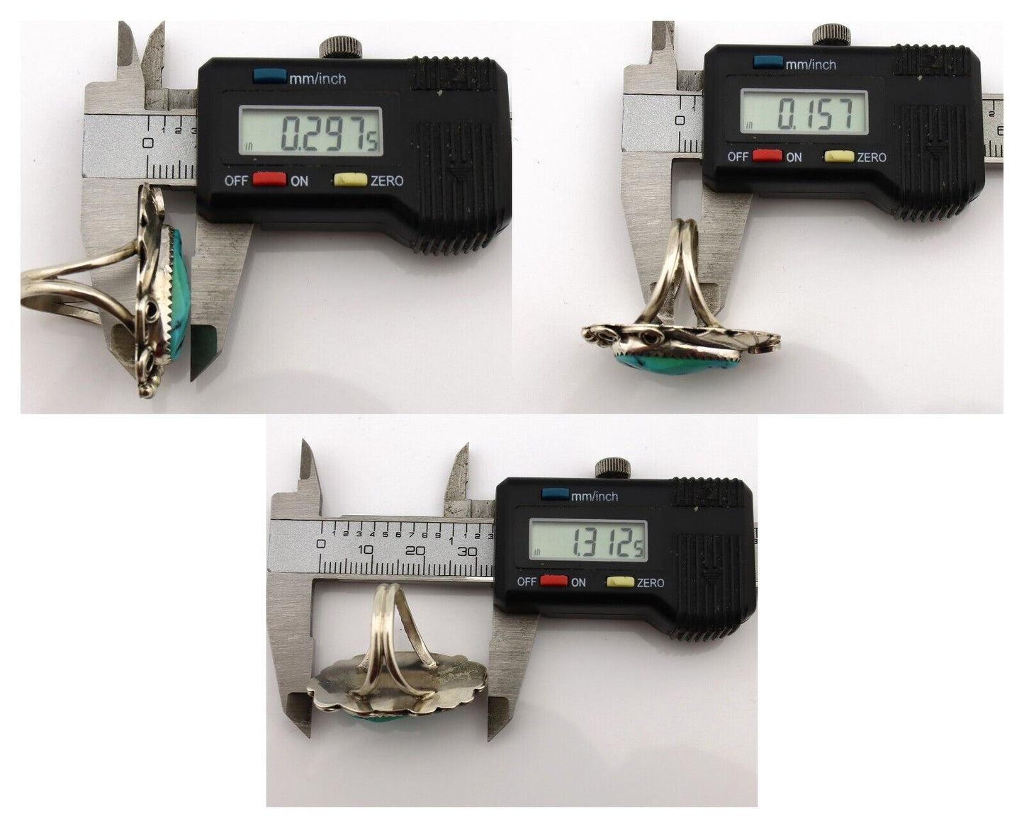 Navajo Inlay Band Ring 925 Silver Sleeping B Turquoise Signed Justin Morris C80s