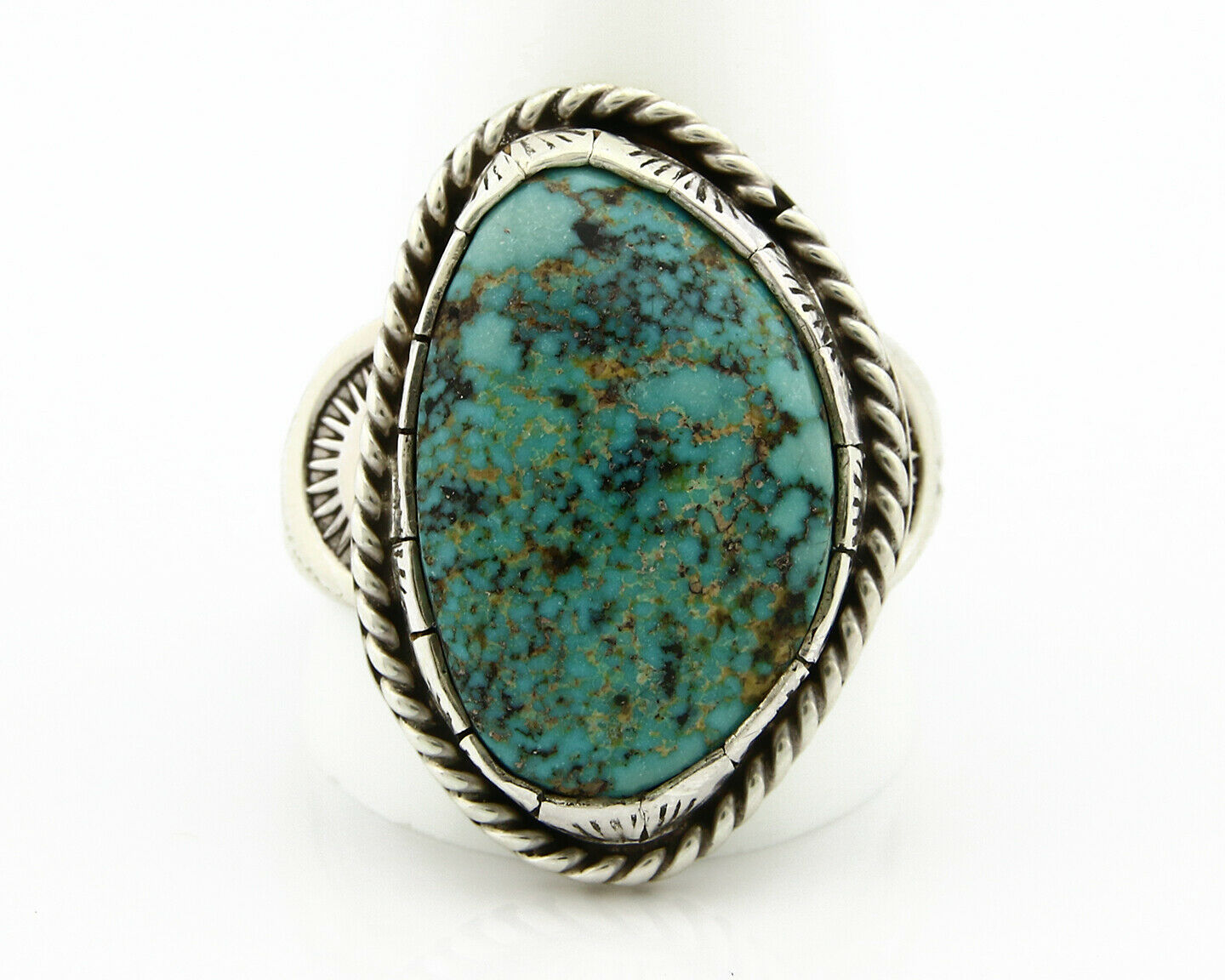 Navajo Turquoise Ring .925 Silver Handmade Signed Artist Begay C.80's