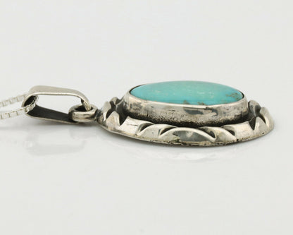 Navajo Necklace .925 Silver Morenci Turquoise Signed C Montoya C.1980's