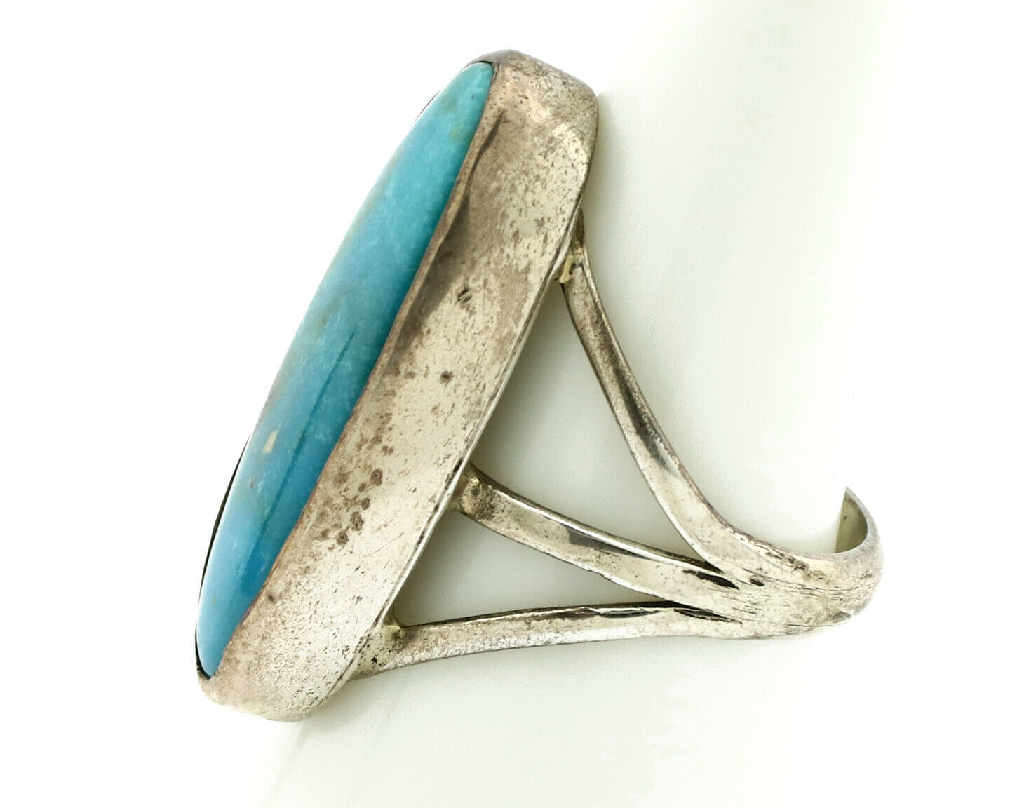 Navajo Ring .925 Silver Nevada Turquoise Native American Artist C.80's