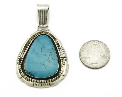 Women's Navajo Pendant Turquoise .925 Silver Handmade Artist BP