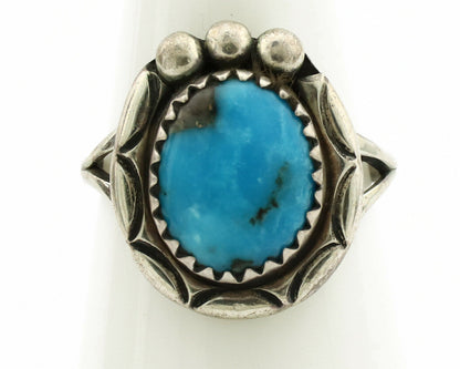 Navajo Ring .925 Silver Blue Turquoise Native American Artist C.1980's