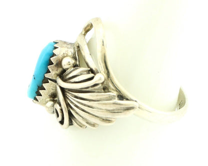 Navajo Ring .925 Silver Sleeping Beauty Turquoise Native Artist C.80's