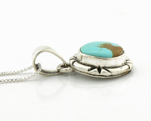 Navajo Necklace 925 Silver Kingman Turquoise Artist Signed Gecko C.80's