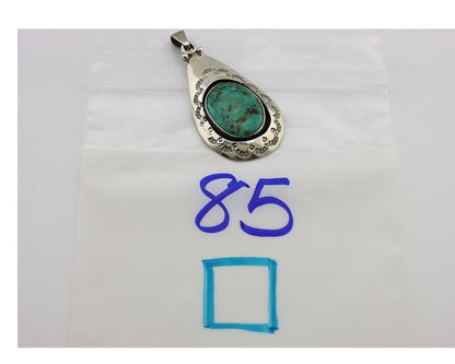 Navajo Pendant 925 Silver Natural Mined Turquoise Artist Signed MC C.80's