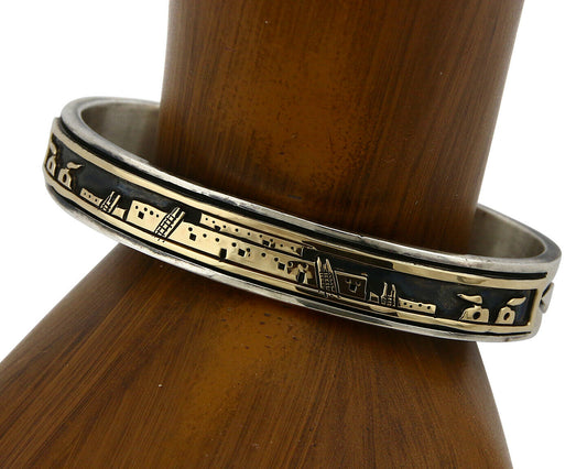 Navajo Bracelet SOLID .925 Silver & 12K Gold Filled Signed LD C.80's