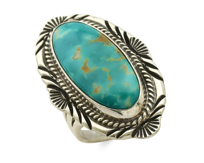 Navajo Ring 925 Silver Natural Blue Turquoise Signed M Begay C.80's