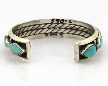 Navajo Bracelet .925 Silver Gem Kingman Turquoise Artist Signed AY 80's