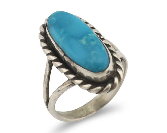 Navajo Handmade Ring 925 Silver Natural Blue Turquoise Native Artist C.80's