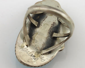 Navajo Ring 925 Silver Sleeping Beauty Turquoise Signed Justin Morris C.80's