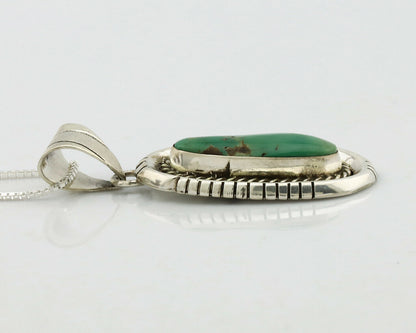 Navajo Necklace .925 Silver Green Turquoise Signed AE C.1980's