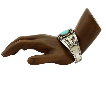 Women's Navajo .925 Silver Natural Turquoise Artist Signed GR C.80's