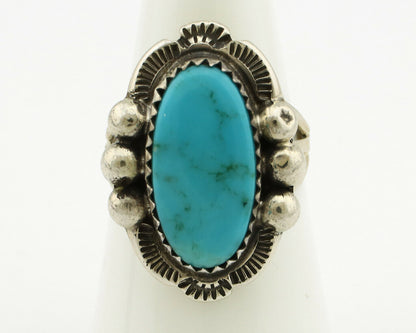 Navajo Ring .925 Silver Kingman Turquoise Artist Signed A C.1980's