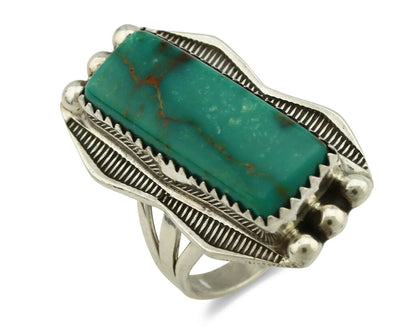 Navajo Ring .925 Silver Natural Aqua Turquoise Artist Signed S C.80's