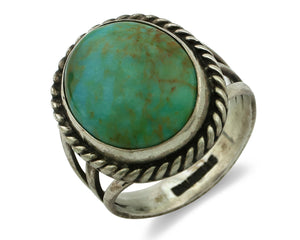 Navajo Ring 925 Silver Turq Mtn Turquoise Native American Artist C.80's