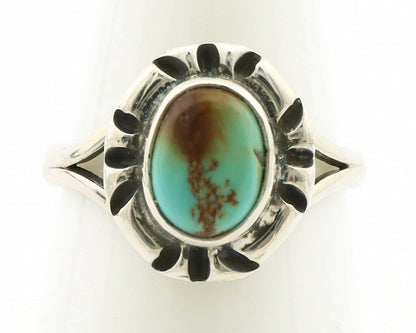 Navajo Ring .925 Silver Kingman Turquoise Artist Signed Gecko C.90's