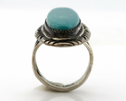 Navajo Ring .925 Silver Kingman Turquoise Signed Artist USA C.80's