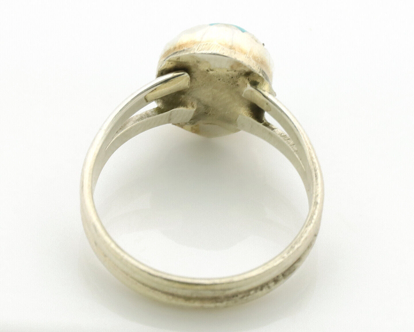 Navajo Ring .925 Silver Sleeping Beauty Turquoise Native American Artist C.1980s