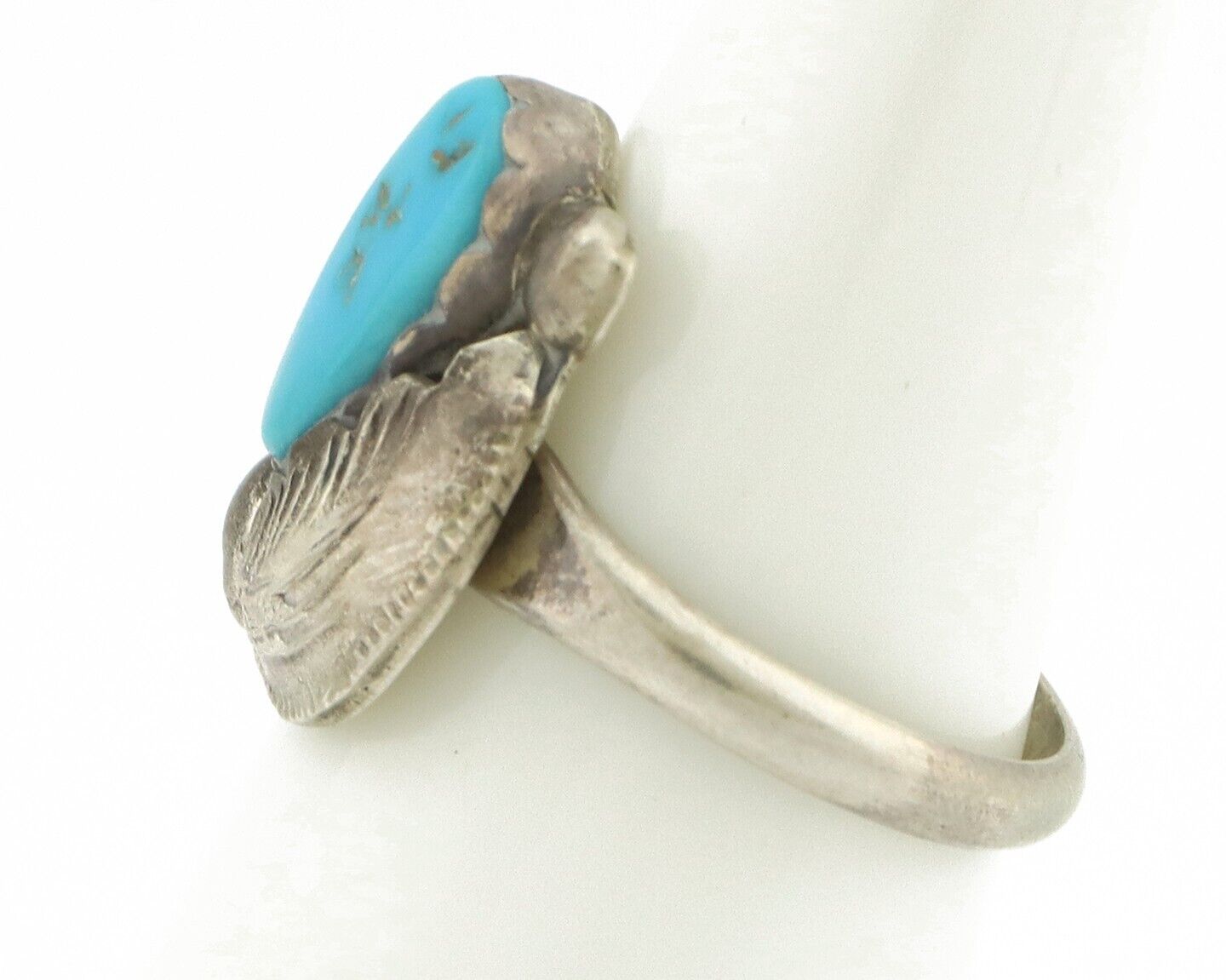 Zuni Ring 925 Silver Natural Mined Blue Turquoise Artist Signed Simplicio C.80's