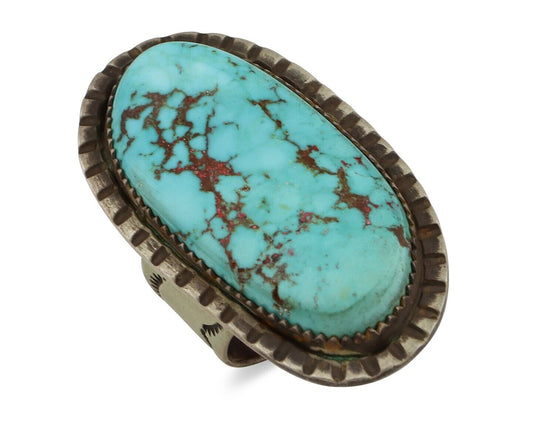 Navajo Ring 925 Silver Morenci Turquoise Native American Artist C.80's