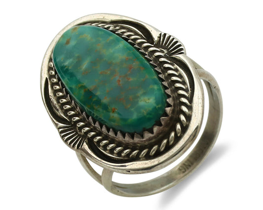 Navajo Ring .925 Silver Kingman Turquoise Native American Artist C.1980's