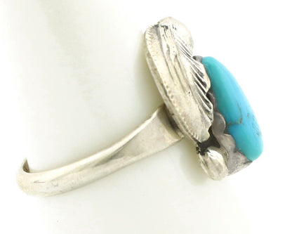 Zuni Ring 925 Silver Natural Mined Blue Turquoise Artist Signed Simplicio C.80's