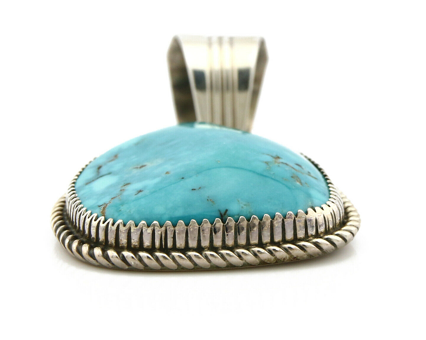 Navajo Pendant Turquoise Mountain .925 Silver Signed LTB C.80's