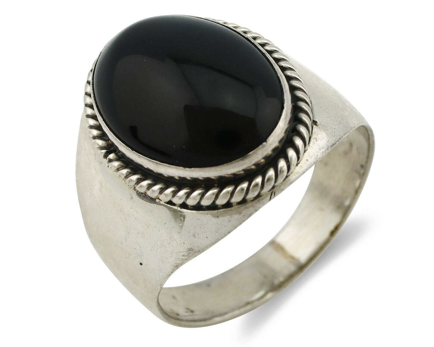 Navajo Ring .925 Silver Black Onyx Native American Artist C.80's