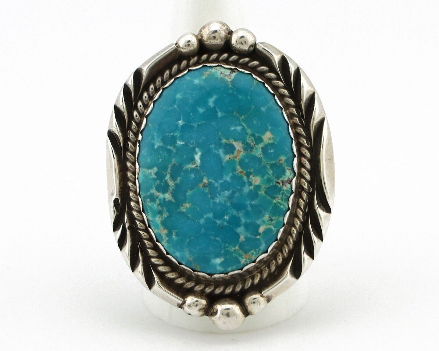 Navajo Ring 925 Silver Blue Turquoise Native American Artist C.80's