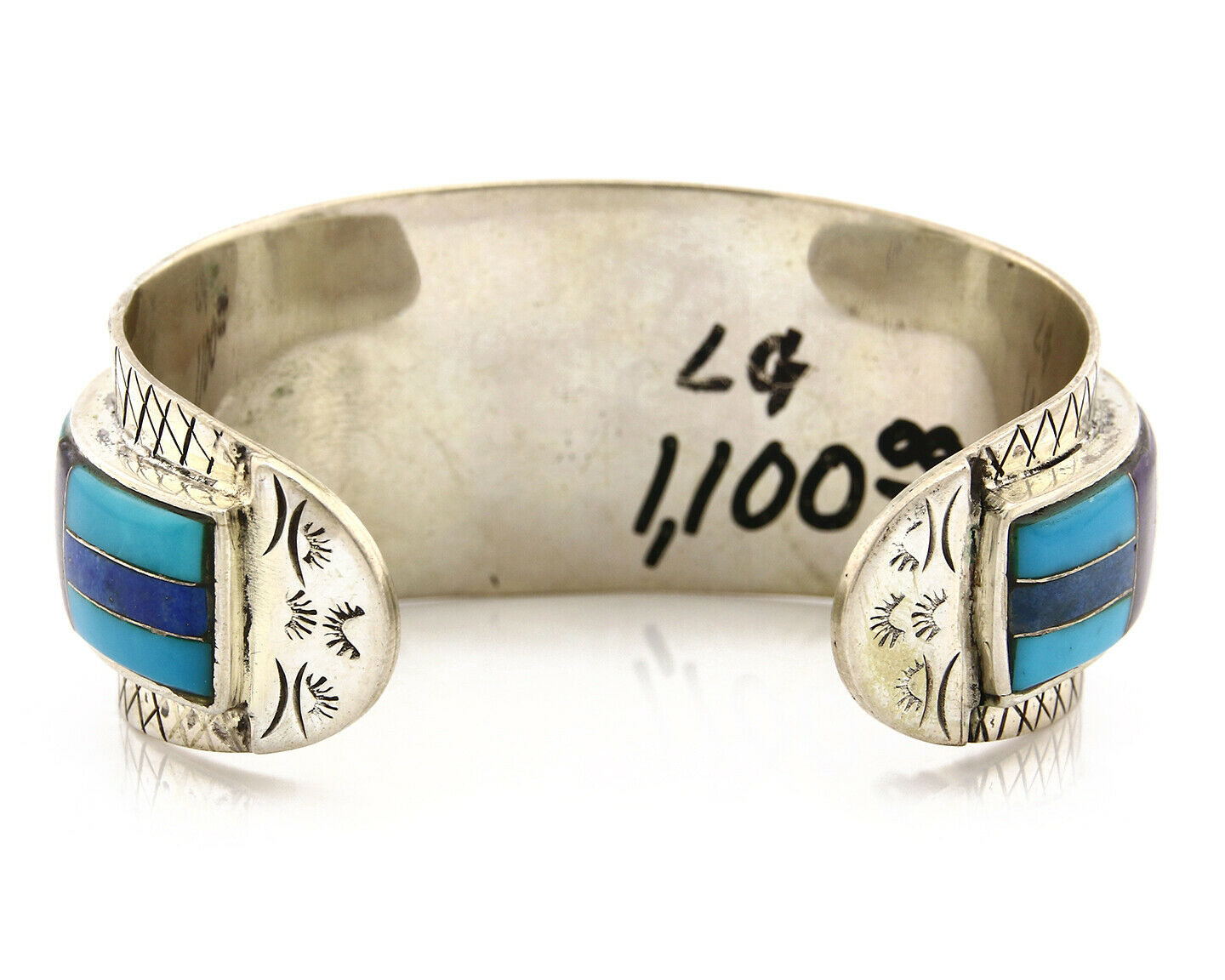 Navajo Bracelet .925 Silver Lapis Amethyst Turquoise C.80's