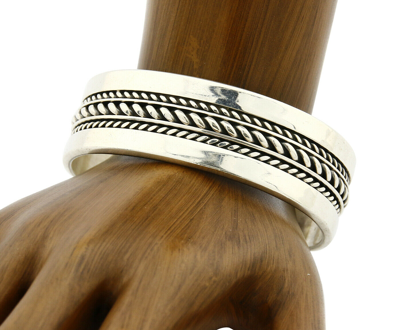 Women's Navajo Bracelet .925 Silver Handmade Cuff Signed Tom Hawk C.1980's