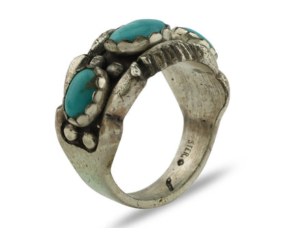 Navajo Ring .925 Silver Natural Blue Turquoise Native American Artist C.80's