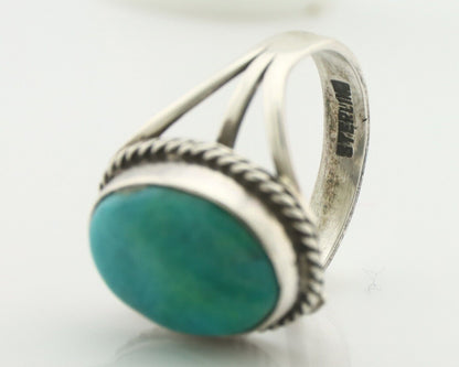 Navajo Handmade Ring .925 Silver Kingman Turquoise Native Artist C.80's