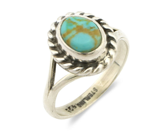 Navajo Ring .925 Silver Kingman Turquoise Artist Signed Gecko C.90's