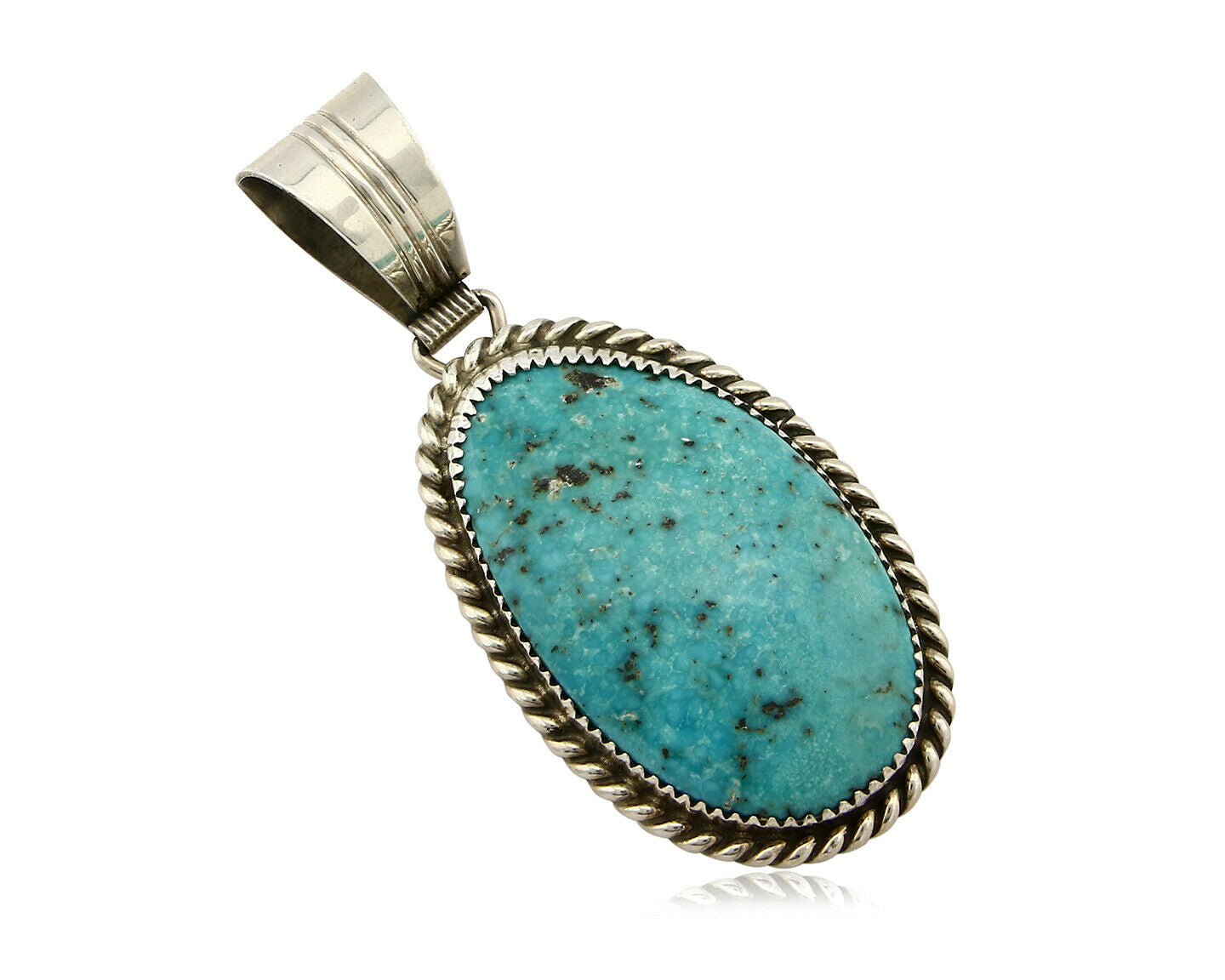 Navajo Pendant Turquoise Mountain .925 Silver Signed LTB C.80's