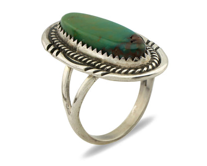 Navajo Ring 925 Silver Manassa Turquoise Native American Artist C.1980's