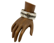 Navajo Bracelet .925 Silver Hand Stamped Overlay Native American C.80's