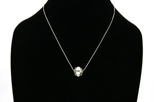Women's Spinner Pendant .925 Silver Inlaid Opal & Lapis Necklace