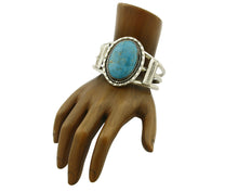 Navajo Bracelet .925 Silver Blue Gem Turquoise Signed Doug Zachary C.80's