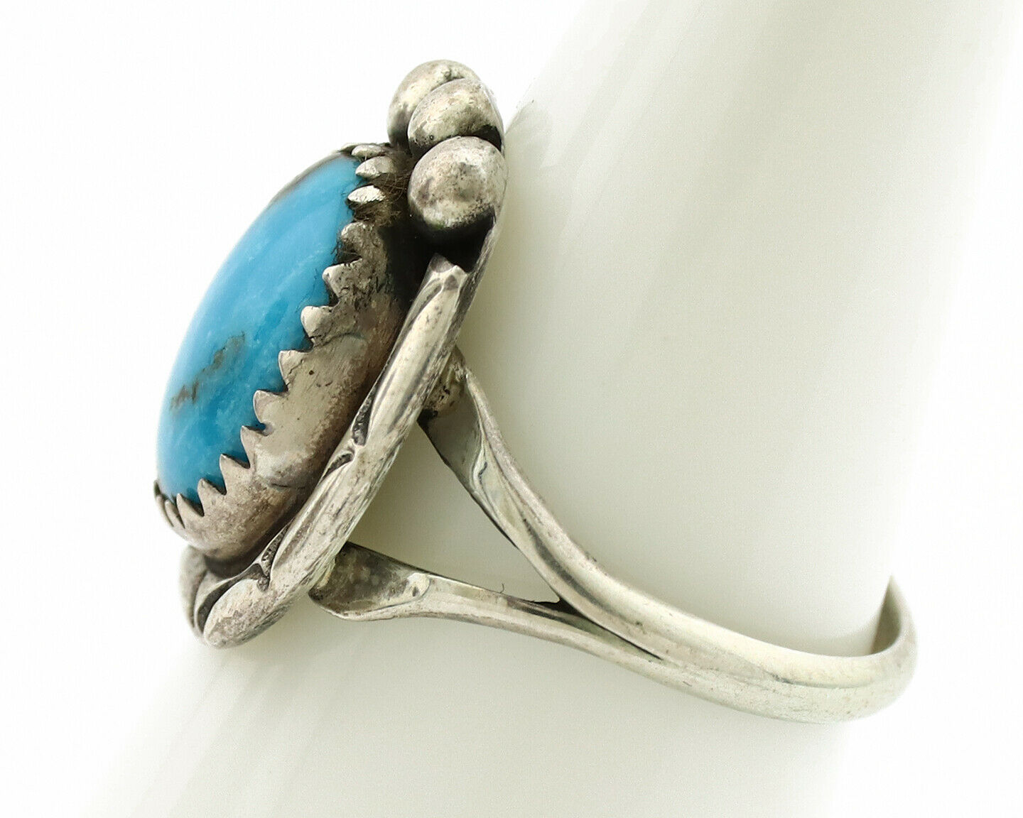 Navajo Ring .925 Silver Blue Turquoise Native American Artist C.1980's