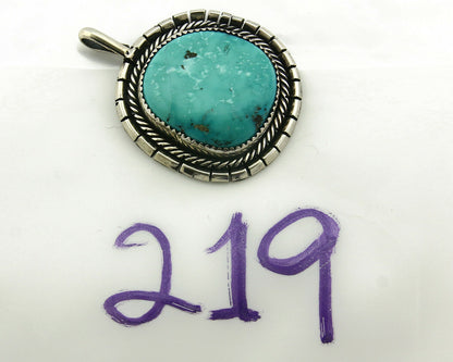 Navajo Pendant .925 Silver Kingman Turquoise Signed Artist Tom Willeto C.80's
