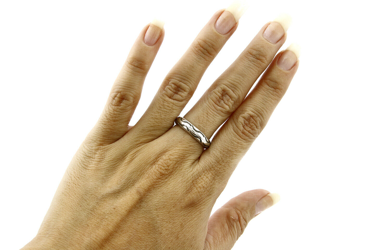 Women's Navajo Ring .925 SOLID Silver Hand Stamped Circa 1980's