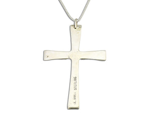 Zuni Handmade Cross Necklace 925 Silver Natural Gemstone Signed W. IULE C.80's