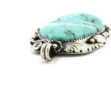 Navajo Pendant .925 Silver Kingman Turquoise Signed Artist Tom Willeto C.80's