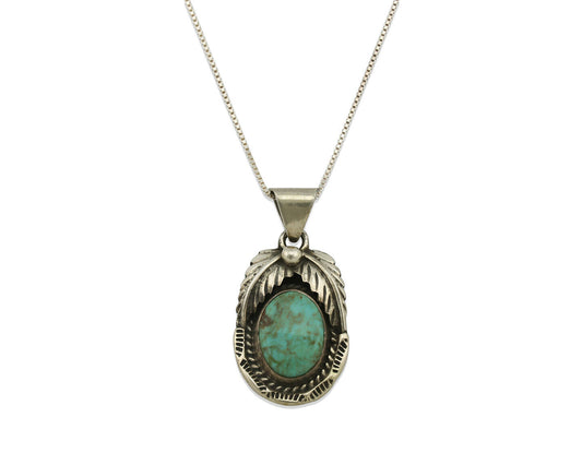 Navajo Kingman Turquoise Pendant .925 Silver Artist Signed Sunrise C.80's