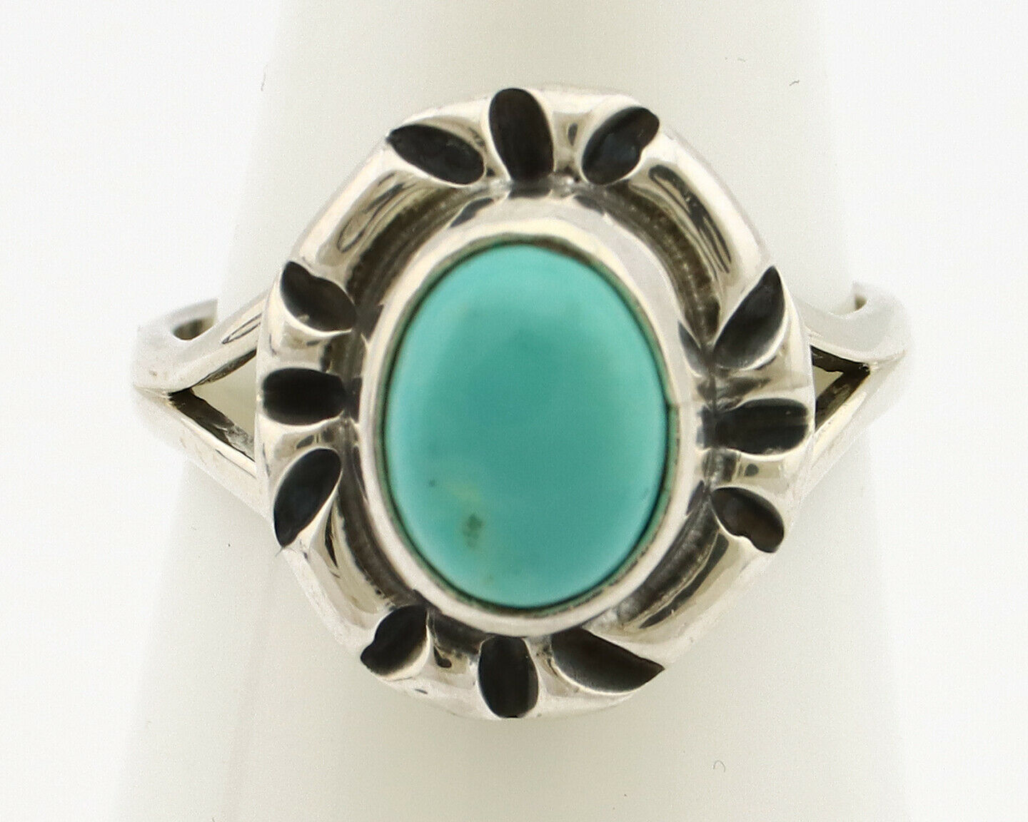 Navajo Ring .925 Silver Kingman Turquoise Artist Signed Gecko C.90's