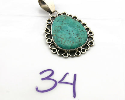 Navajo Pendant .925 Silver Morenci Turquoise Native American C.80's