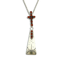 Women's Navajo Necklace .925 Silver Mediterranean Coral Pendant Signed